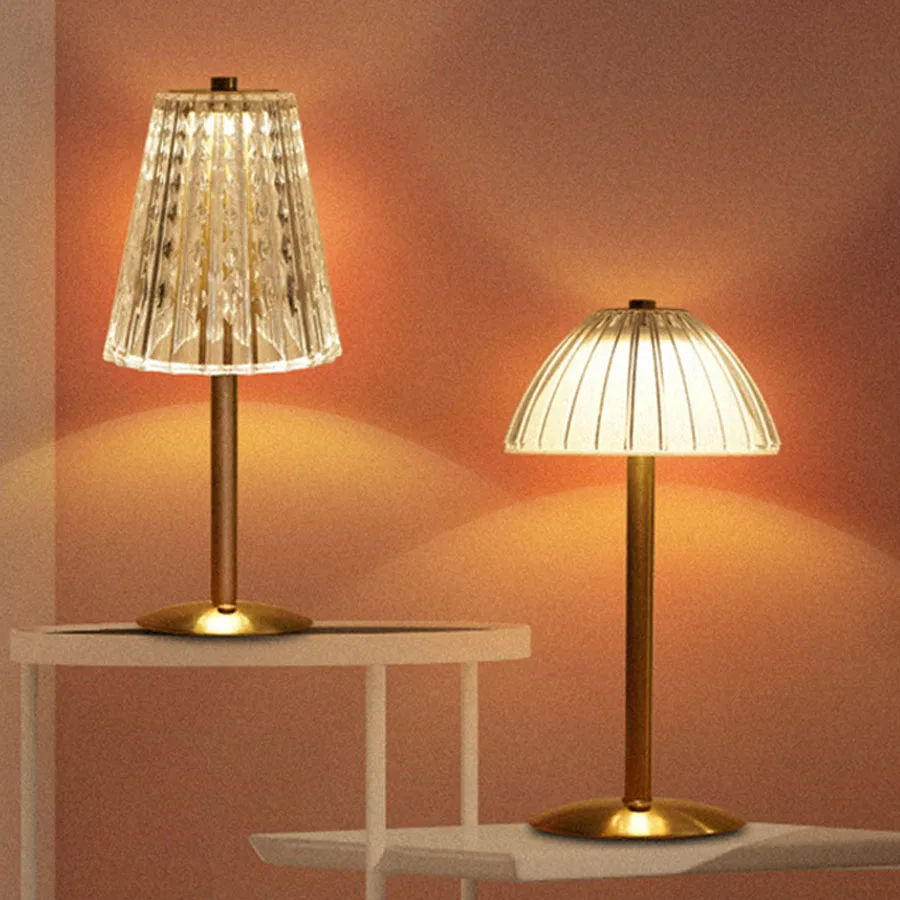 

Nordic Crystal Diamond LED Table Lamp Touch Sensor Bar Restaurant Dinner Table Lamp Rechargeable Cordless Table Night Light