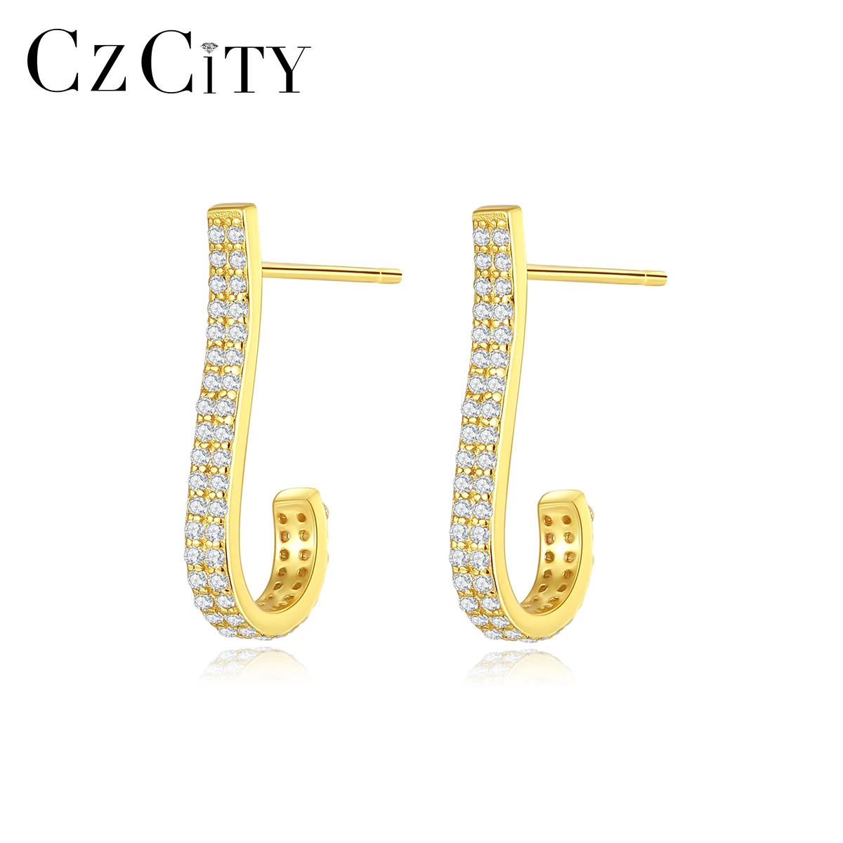 

CZCITY 925 Sterling Silver Minimalist Line Drop Earring Pave Setting Cubic Zirconia for Women Birthday Gift Fashion Fine Jewelry