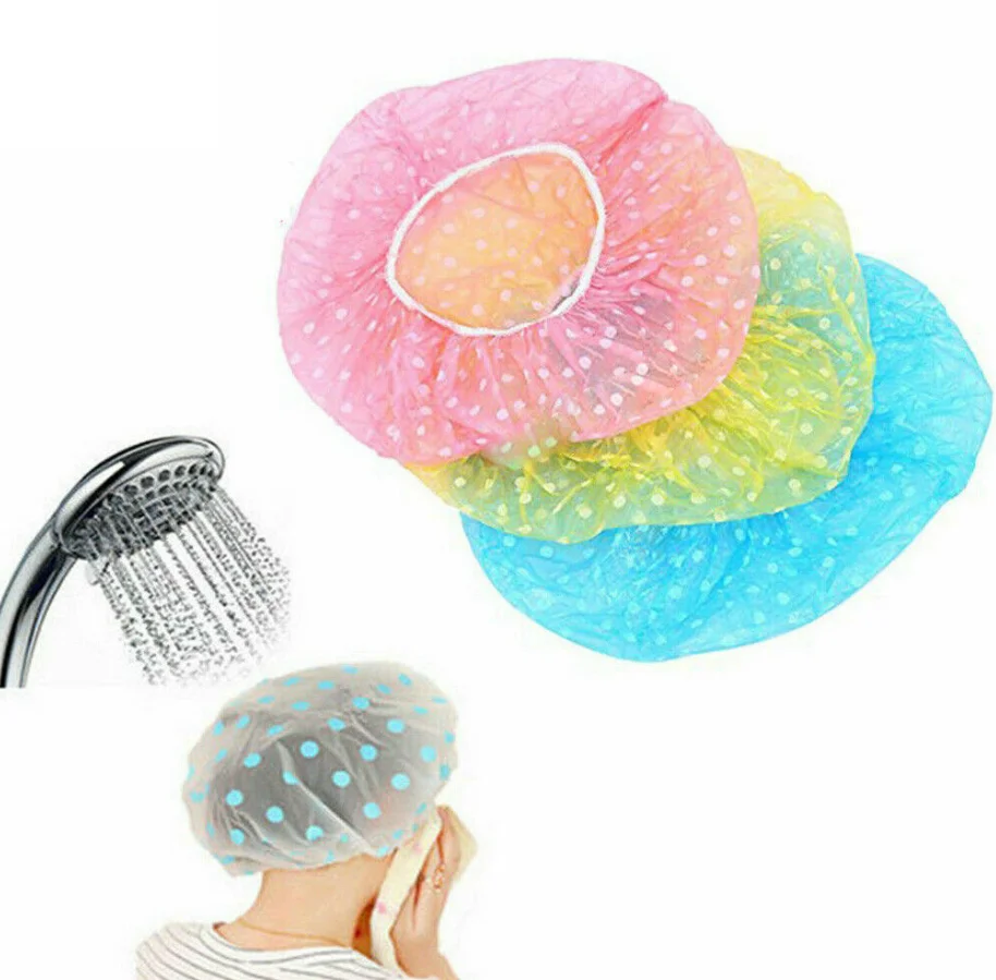 3 Pcs Waterproof Elastic Shower Cap Hat Shampoo Multiple Shower Caps
