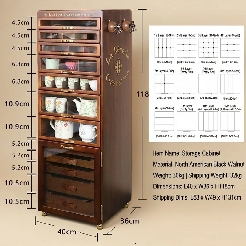 12-Drawer Wooden Jewelry Cabinet 5