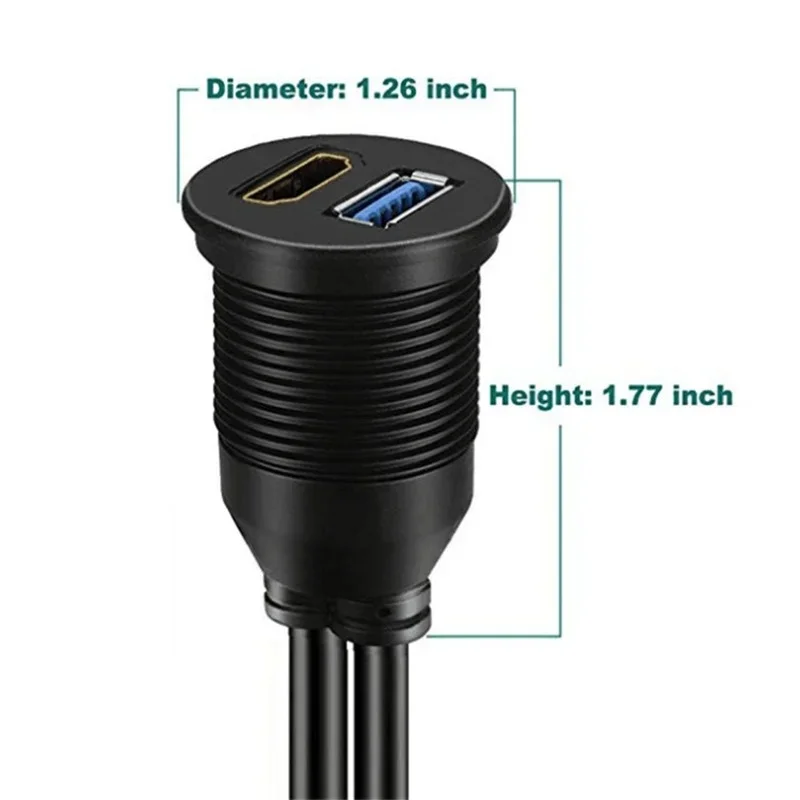 USB 3.0 & HDMI-Compatible Dash Panel Extension Cable