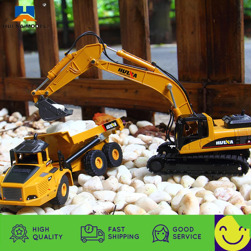 Huina 1910 1:40 Scale Alloy Excavator Model Simulation Static Toy Engineering Truck Diecast Truck Tractor Model Toys For Kid boy