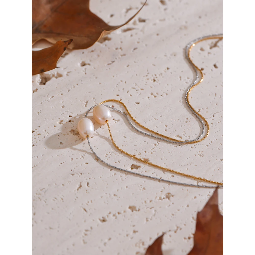 Yhpup Pearl Pendant Necklace Stainless Steel Waterproof