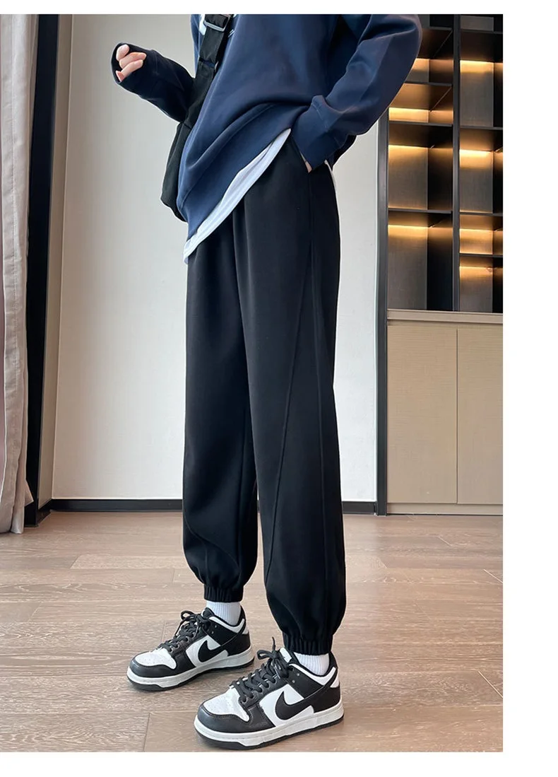 Women High Waist Oversize Leg Loose Joggers Sweatpants Trousers With Elastic Ankle Detail