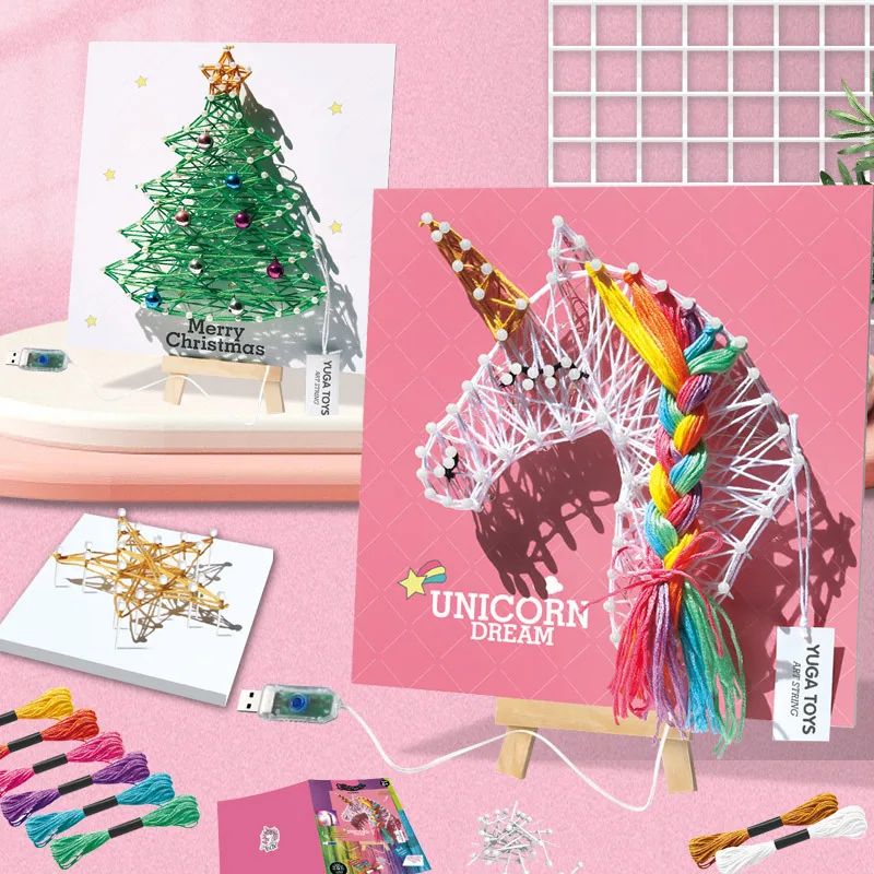 DIY String Art Kit for Kids Ages 6 and Up 3D with Lights on String Art Kit Crafts for Teens Birthday Gifts Home Wall Decorations