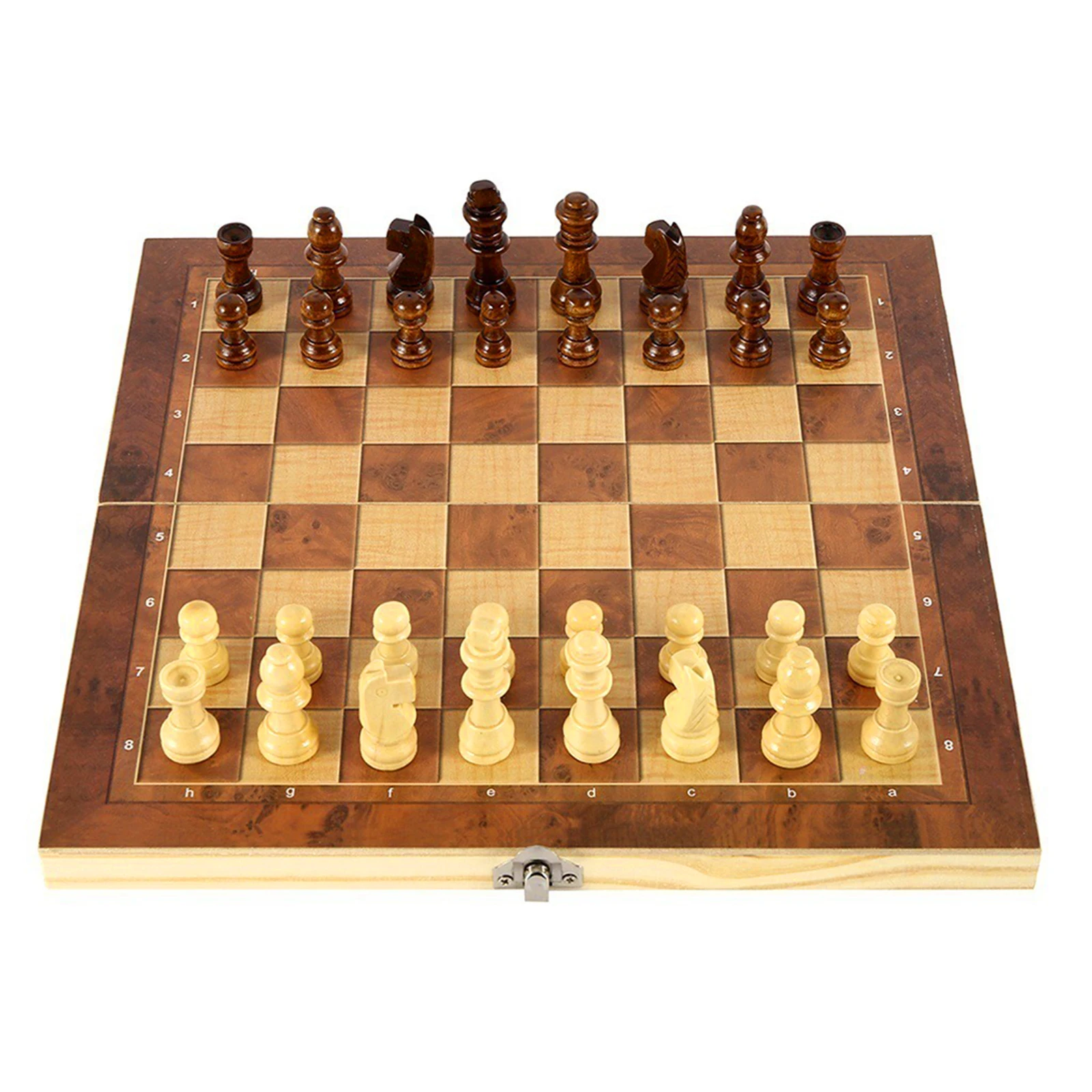 Buy Online Best Quality 3 in 1 Chess Set Wooden Chess Game Backgammon Checkers Indoor Chess For Family Wooden Folding Chessboard Chess Pieces Chessman