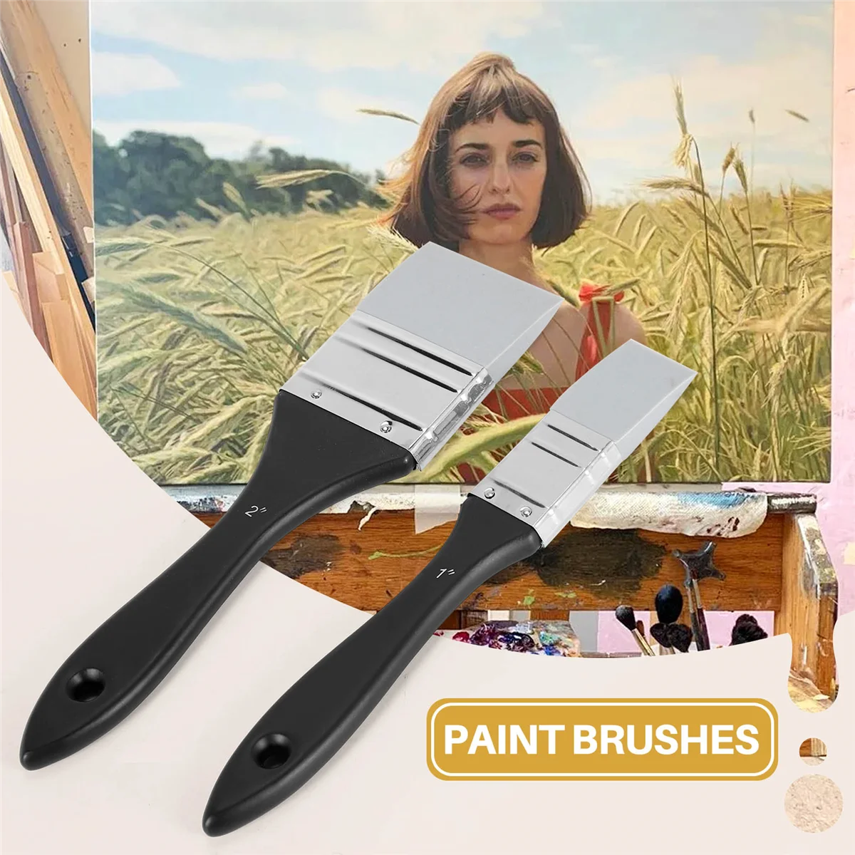 2pcs Flat Silicone Paint Brushes, Wide & Narrow Silicone Shaper Brush For  Art Solid Paintbrush Sets For Acrylic Paints - Paint Brushes - AliExpress