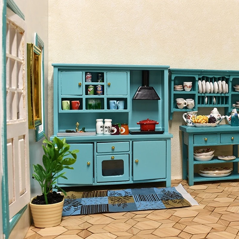 

Doll House With Induction Cooker Kitchen Cabinet Stove Cooking Table Scale Bjd Dollhouse Miniature Furniture Wooden Shelf