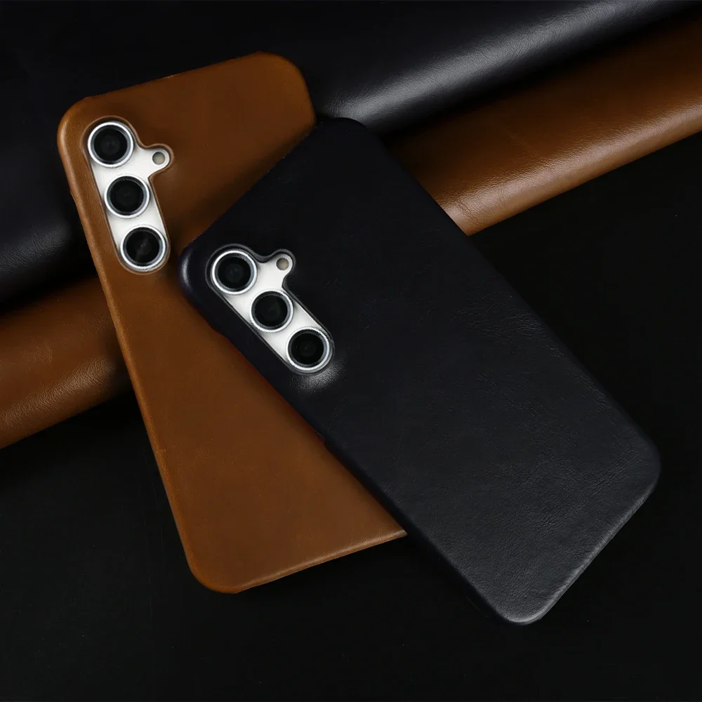 Retro Genuine Leather Phone Case with Aesthetic Oil Wax Finish