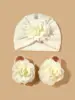 2pcs Newborn Baby Hat Set Spring Baby Girl Boy Turban Hat With Socks Flower Infant Beanies Cap Girl Headwraps Accessories 3