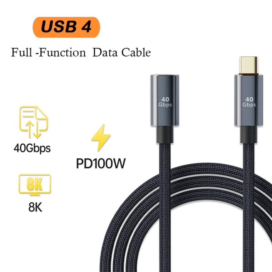 Cable de extensión USB 4,0 40gbps Thunderbolt 3, tipo C a tipo C PD