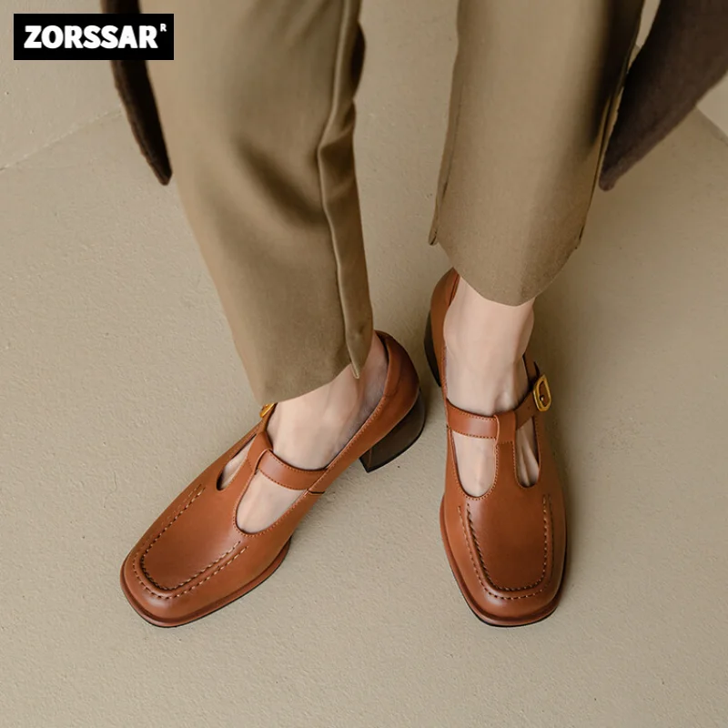 

Fashion Mary Janes Flats 2023 Brand Design Square Toe Women Ballet Shoes Casual Buckle Strap Female Dress Shoes Low Heels