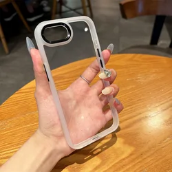 Transparent PC Phone Case with Metal Lens Protection and Soft Silicone Frame, Shockproof Cover for iPhone 16e (Clear)