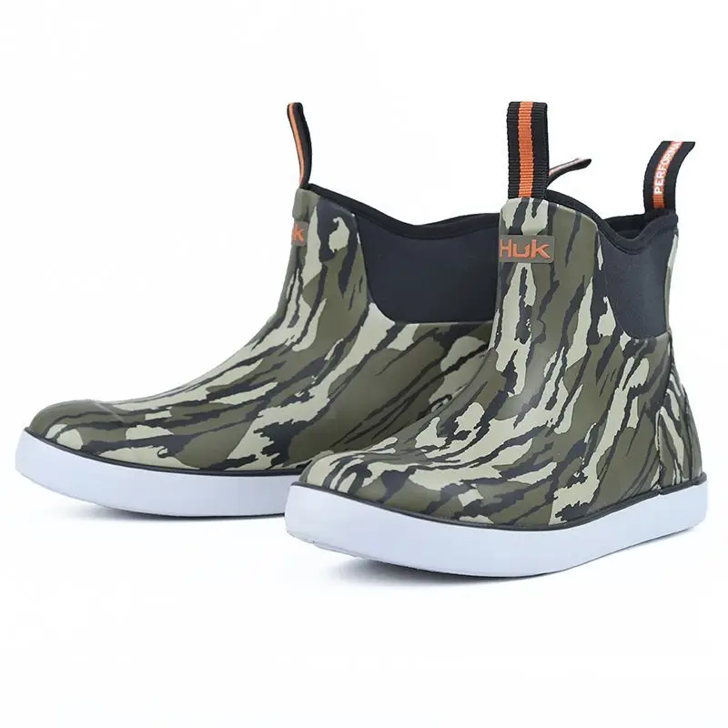 Men Rain Boots Light Trainer Fishing Boots Women Ankle Boots Camouflage  Casual Non-slip Shoes PVC High Top Sneakers Waterproof - AliExpress