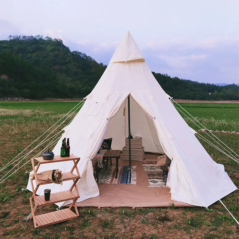 Cone-Shaped Tipi Tent Outdoor Camping Mildew-Proof, Rain-Proof And Windproof Lndian Camp Tent Oxford Cloth Pyramid