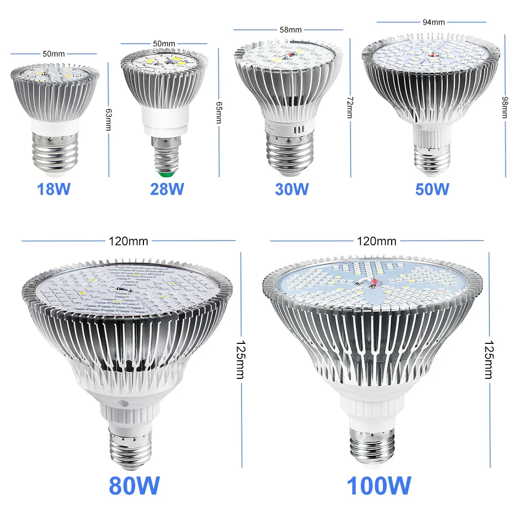 E27 LED Grow Light Bulb Full Spectrum Phytolamp E14 Indoor Hydroponic Plant UV Lamp Flower Seedling Vegetable Growth Cultivation