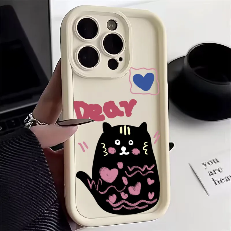 Cartoon Cat Silicone Phone Cover for Samsung Galaxy Series