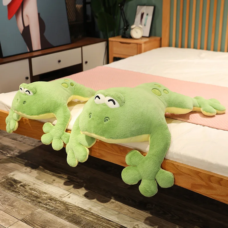 Grande rana verde va reale peluche simulazione sdraiato rane farco morbido cartone animato animale cuscino compleanno regalo di natale per i bambini  26