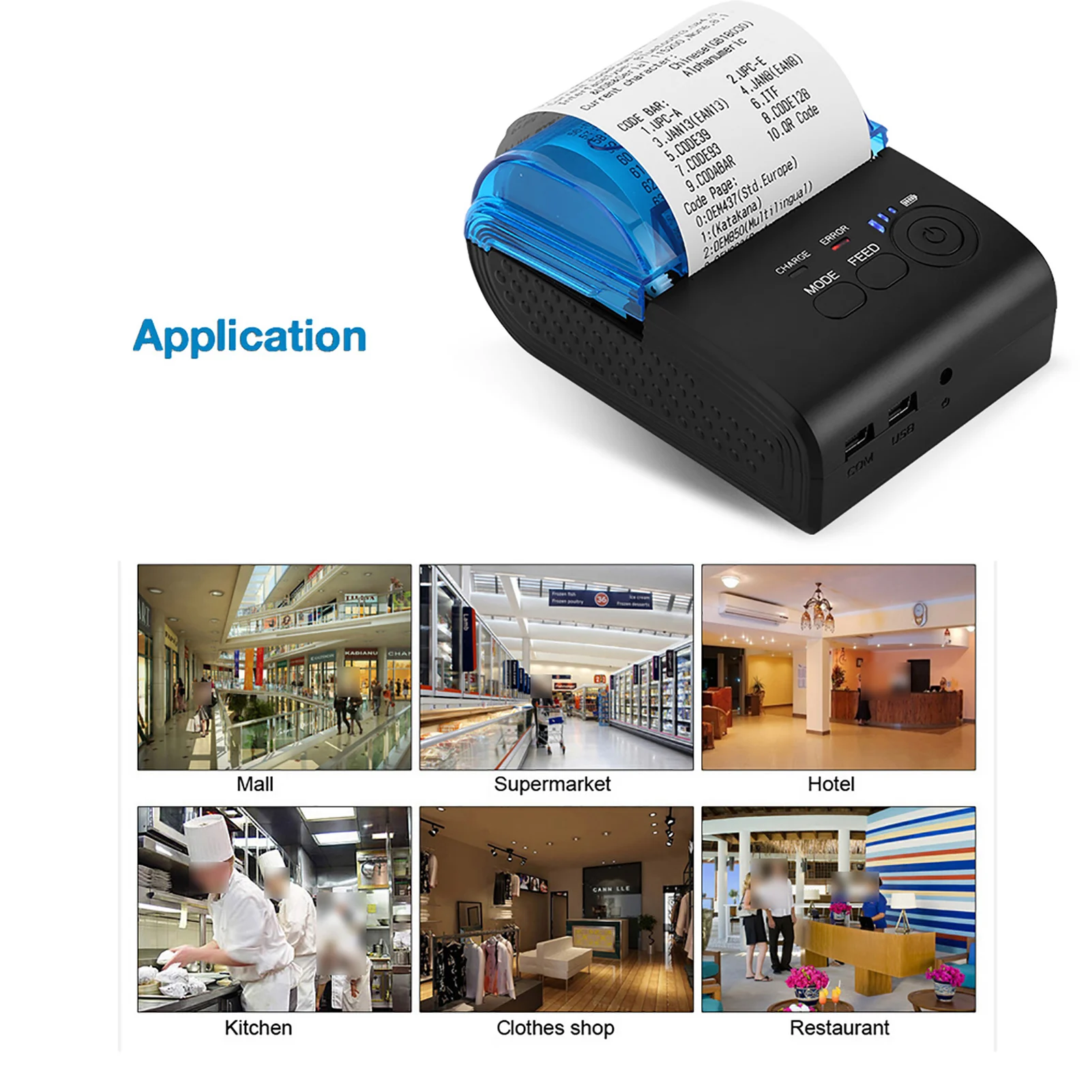 【Sale】58mm Mini Portable Bluetooth 4.0 Thermal Receipt Printer POS/ESC/STAR for Android Bluetooth Thermal Printer