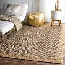 

Rug Jute Square Shape Handmade 100% Jute Rug Braided Modern Rustic Look Home Decoration