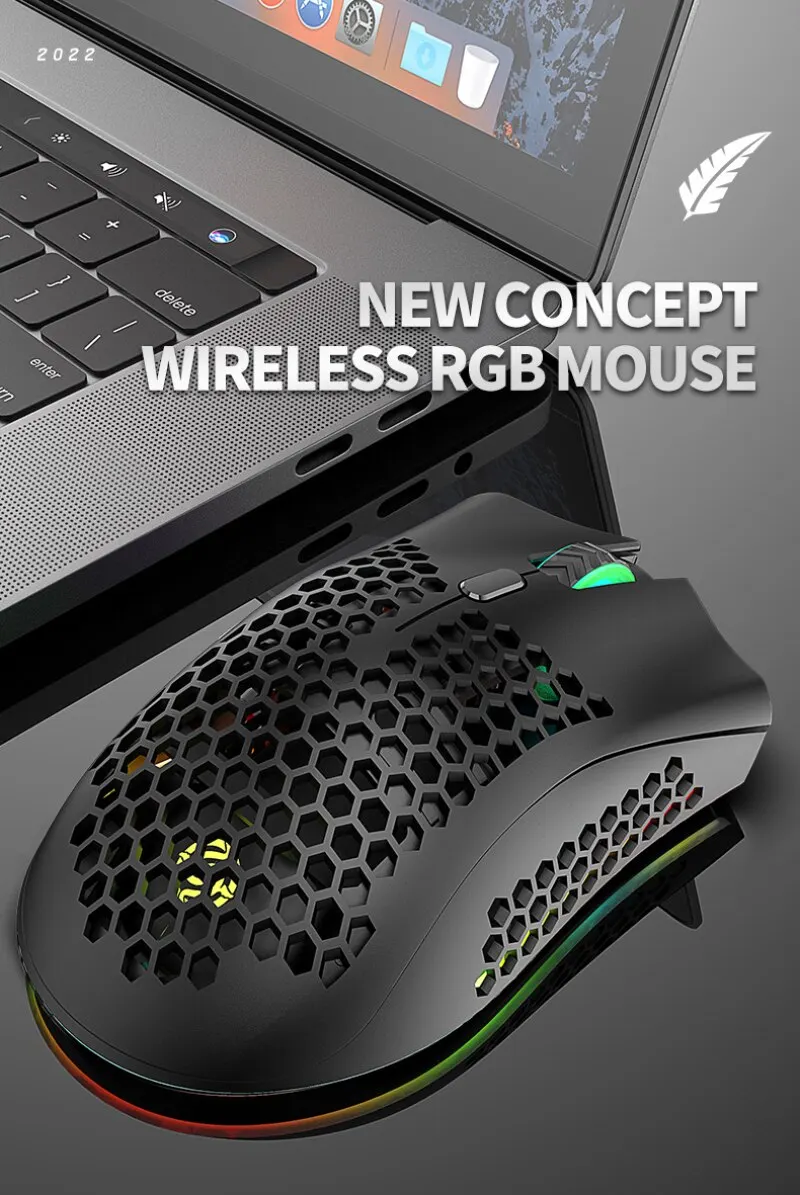 BM600 Oplaadbare USB 2.4G Draadloze RGB Licht Honingraat Gaming Muis Desktop PC Computers Notebook Laptop_voghion.com