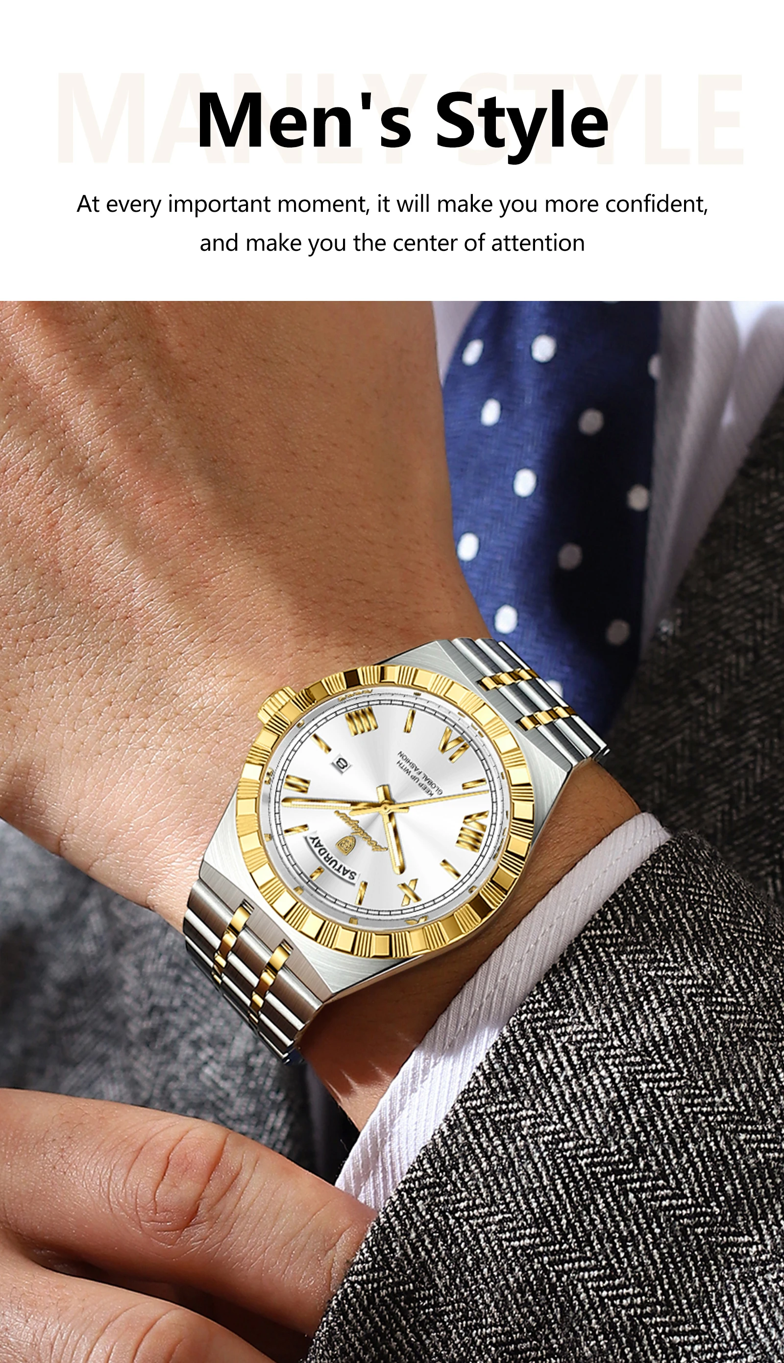 POEDAGAR Luxury Man Watch Waterproof Luminous Week Date Wristwatch For Men Stainless Steel Fashion Quartz Men's Watches+Box Gift