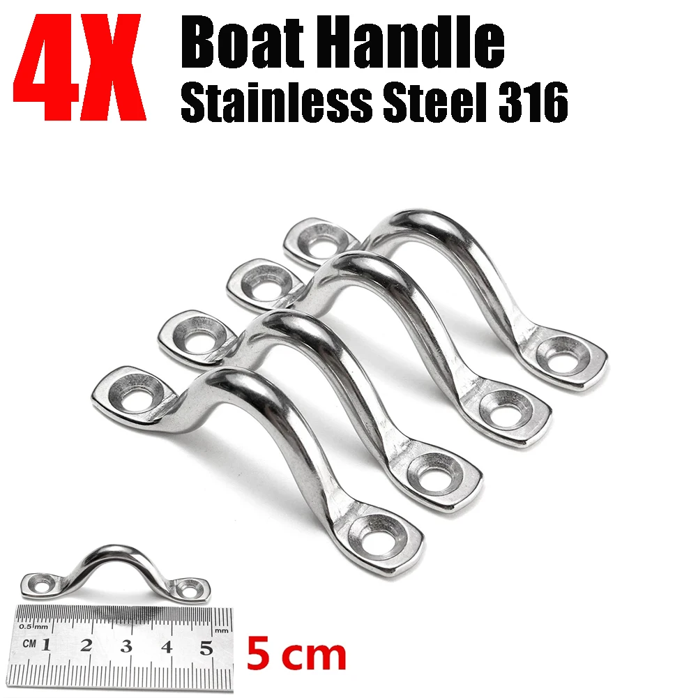 4pcs 5mm Stainless Steel Wire Eye Strap Boat Marine Tie Down Fender Hook Canopy Silver RV Engines Accessories умные часы colmi c61 silicone strap silver grey