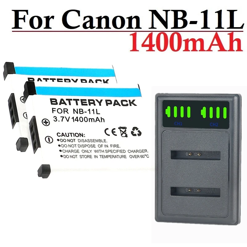 Caricabatteria Da 1400Mah Nb 11L Con Batteria Nb11L Nb-11L Per Canon Sx410 Is Sx420 Is Lxus 182 Ixus 240 Hs A2300 Is Battery