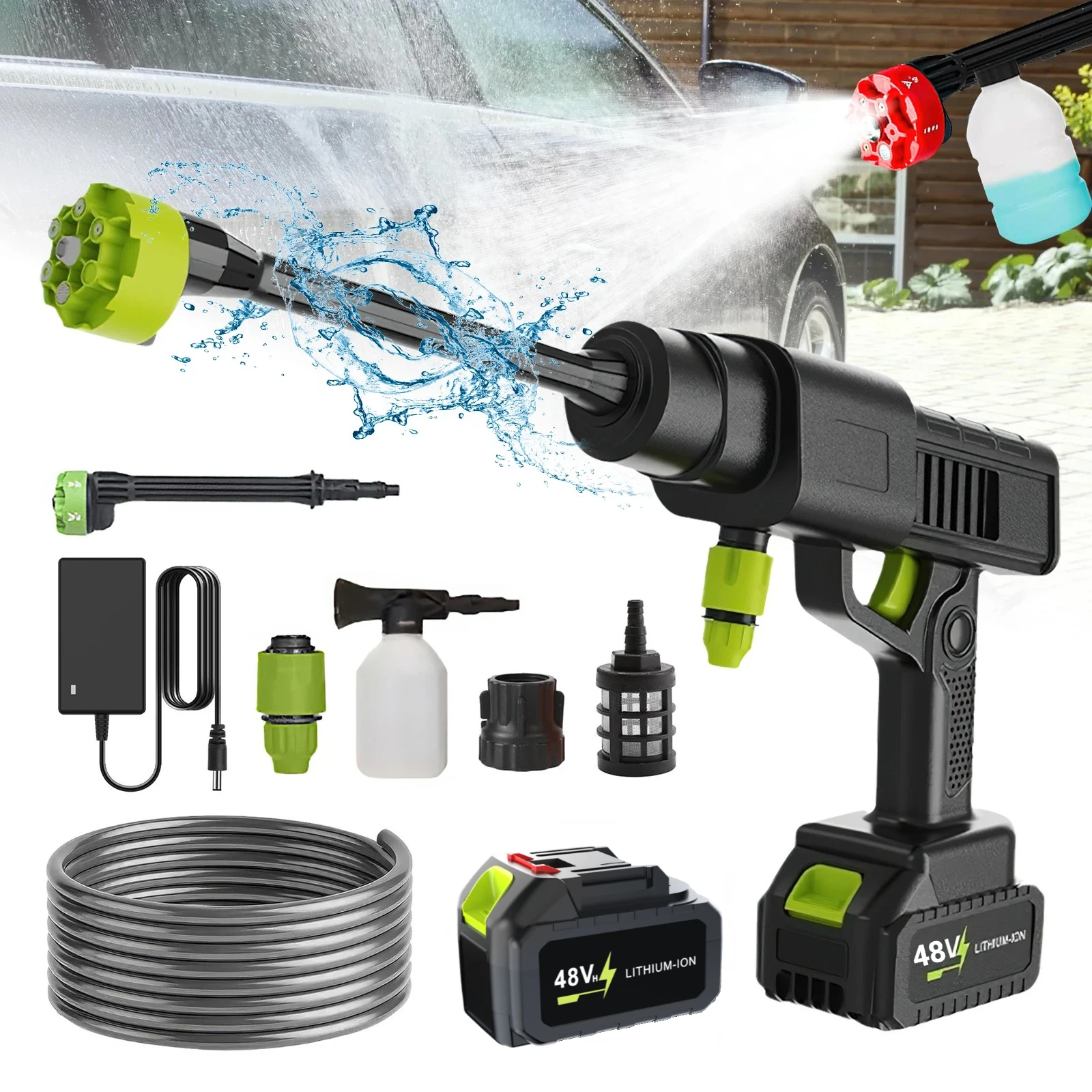 300W Cordless High Pressure Cleaner Washer Spray Water Gun