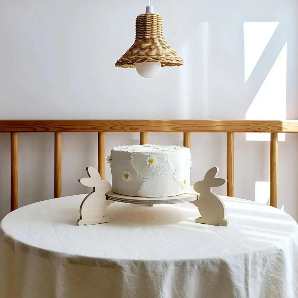Cake display stand Wooden Cake Display Stand Rabbit Squirrel Birthday Party Food Tray Cake Holder For Picnic Dessert