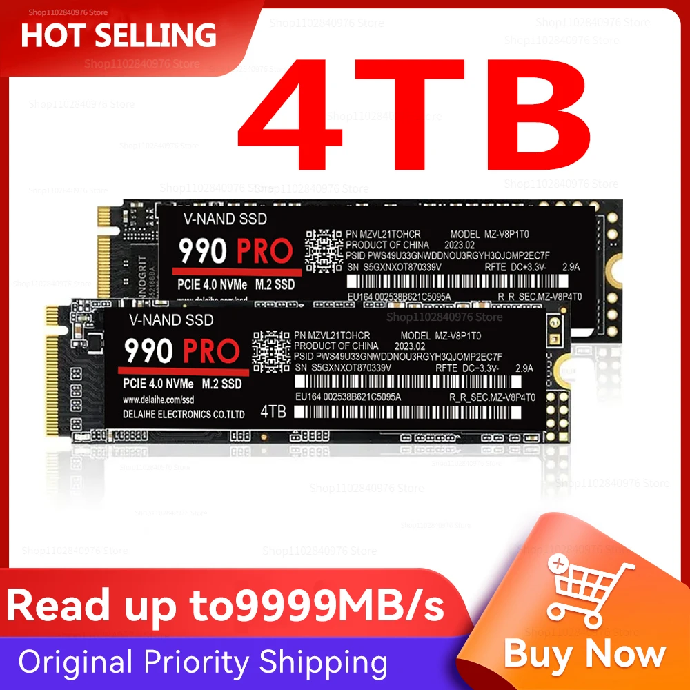 Newest Original SAM 990Pro 4TB SSD M.2 2280 PCIe 4.0 NVME Large Capacity Internal Solid State Disk for Laptop/PC/PlayStation 5