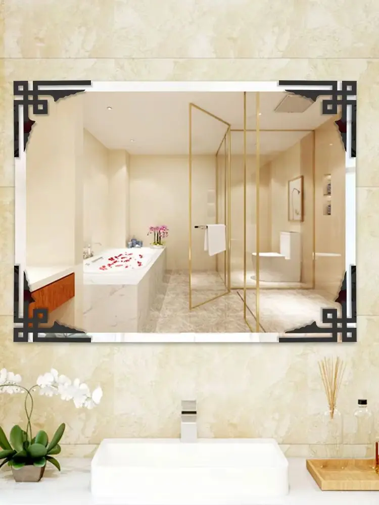8Pcs 20x20cm Acrylic Mirror Sticker Wall Corner Edge Strip Self-adhesive Geometry Decorative Stickers DIY Room Home Decor Wall Sticker Mirror Wall Sticker Acrylic Wall Sticker