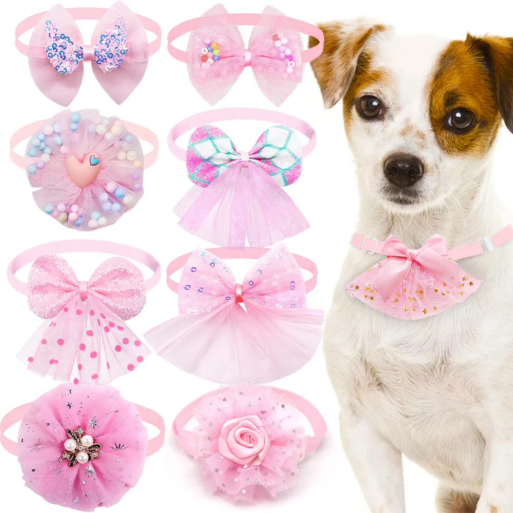 Title 5, 10pcs Pet Dog Bow Collar Adjustable Dog Cat Bow...