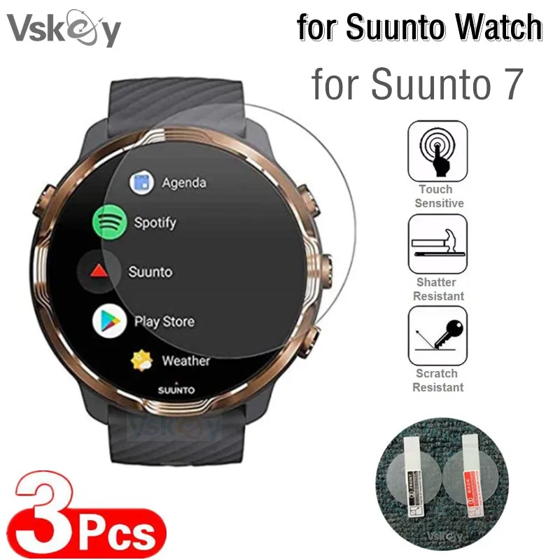 

VSKEY 3PCS Smart Watch Screen Protector for Suunto 7 Anti-Scratch Round Tempered Glass Anti-Scratch Protective Film