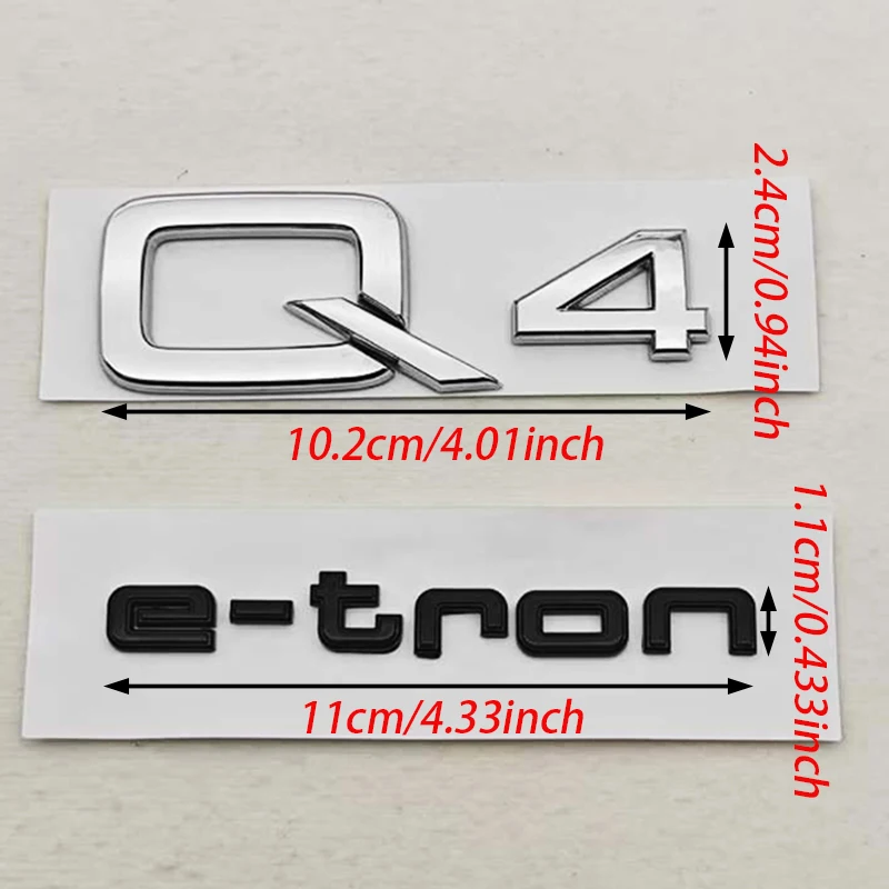새로운 3D ABS 광택 블랙 레터 로고 엠블럼 (아우디 Q4 e-트론 Q6용), 리어 트렁크 펜더 사이드 배지 자동차 테일 마킹 액세서리