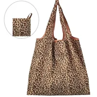 Sac de courses pliable imprimé léopard de grande capacité pour femme – Fourre-tout réutilisable pour un usage quotidien et les voyages 2