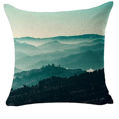 Winter Pine Mountain Landscape Picture Square Linen Decoration Pillow Cover Cushion Cover Outdoor Bedroom Sofa Home