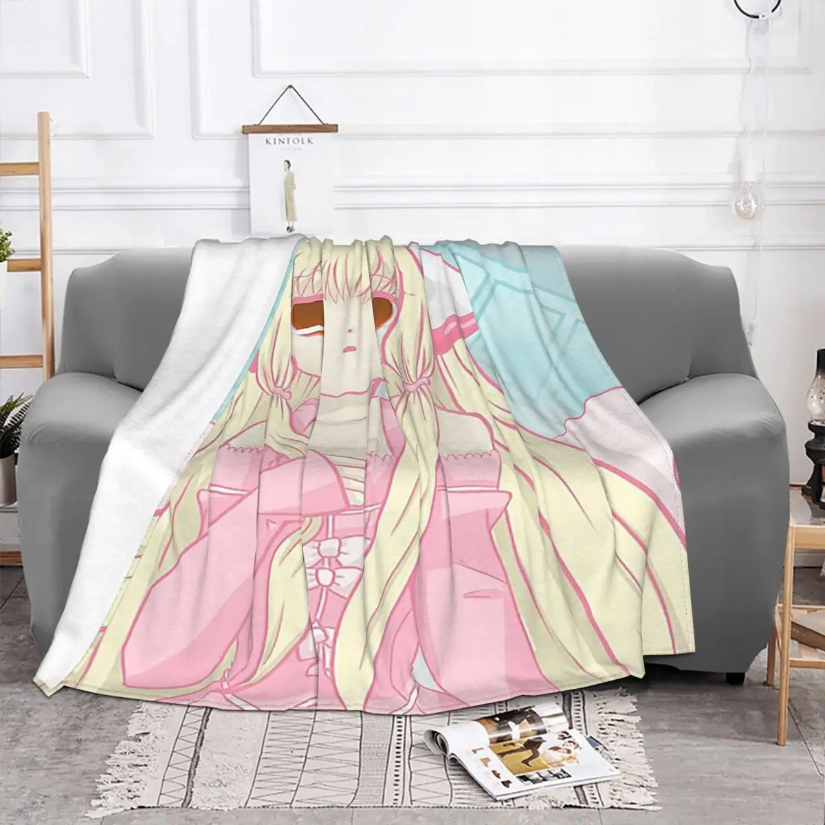 

Chi Chobit Anime Plaid Blankets Anti Pilling Flannel Winter Multifunction Super Warm Throw Blankets for Sofa Bedroom Rug Piece
