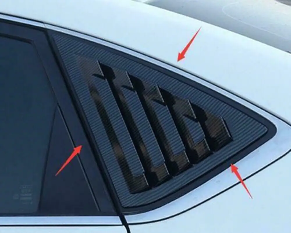 Car Rear Window Cover For Nissan Sentra Sedan 2013-Car Rear Louver Window Side Shutter Cover Trim Sticker Vent Scoop ABS Carbon Fiber