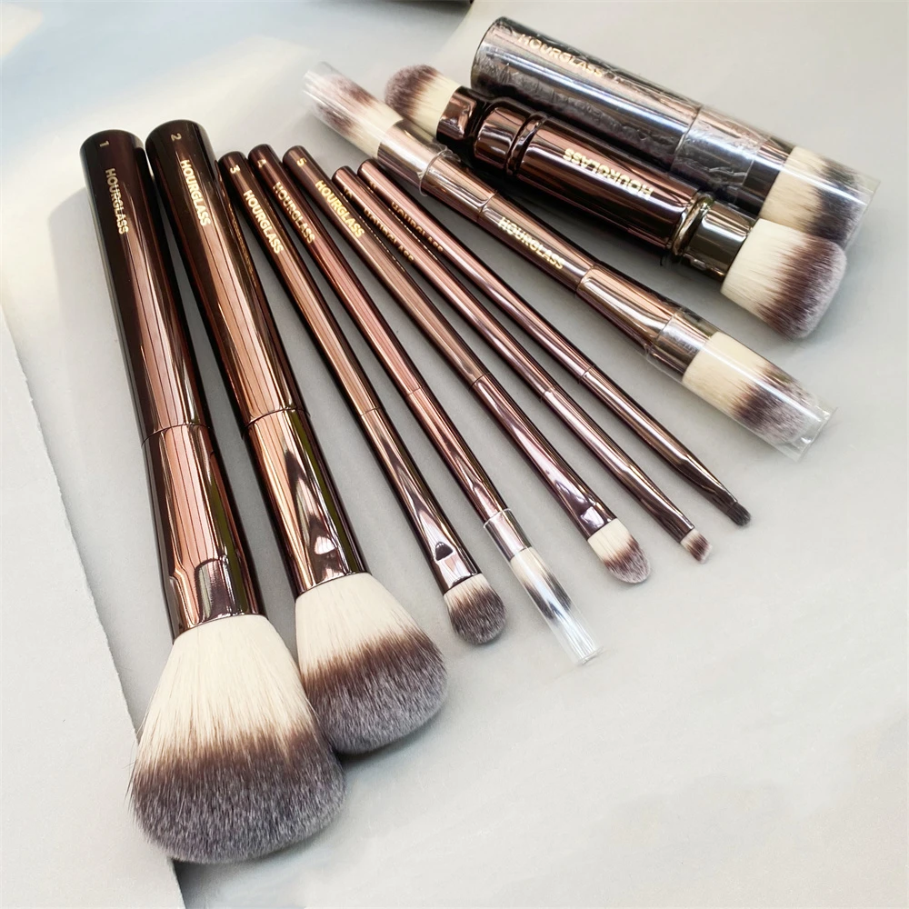 Hourglass Makeup Brushes Set 10pcs Powder Blush Eyeshadow Crease Concealer Eyeliner Smudger