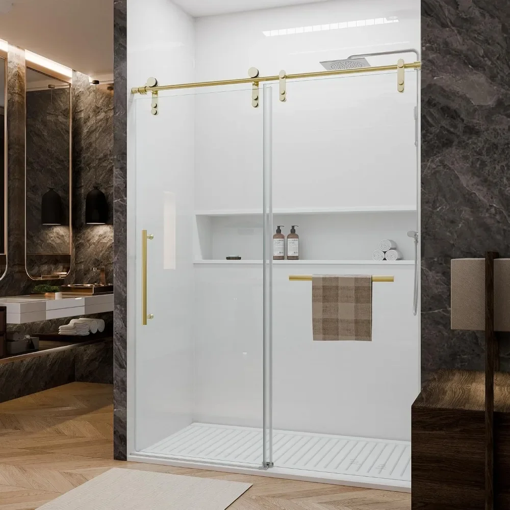 Shower Door 56-60" W × 76" H Glass Shower Door,Frameless Shower Doors with Handle and Seal Strip 6