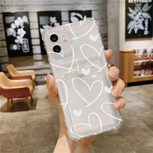 Love Heart Design Card Holder Phone Case Cover