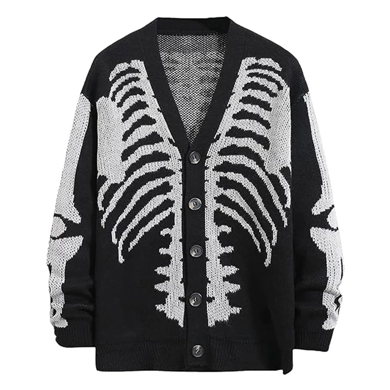

Harajuku Women Sweater Cardigan Halloween Skeleton Pattern Knitted Cardigans Autumn Winter Single-Breasted Sweater Outerwears