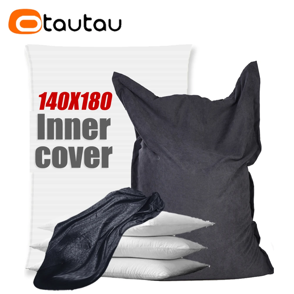 OAUTAU 140x180cm Square Bean Bag Inner Liner Bag Cover Without Filler Giant Beanbag Pillowsac Wash Bags Sofa Cover Pouf DD009