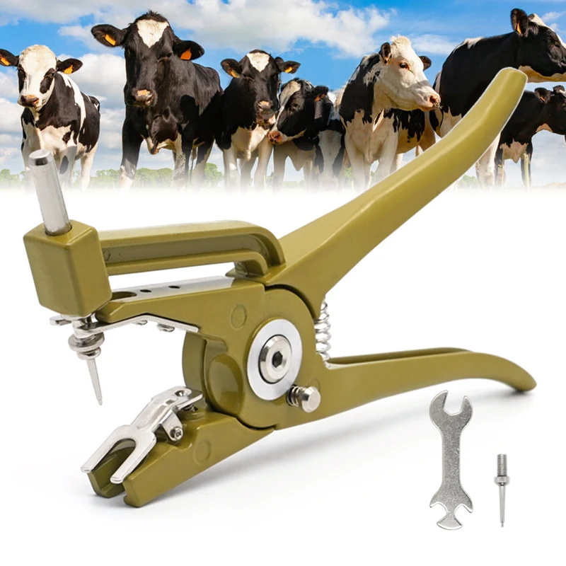 Livestock Cattle Goat Ear Tag Pliers Vertical Hydraulic Animal Control Device Applicator Puncher 1Pcs livestock ear tags animal ear pliers