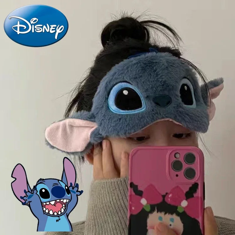 

Disney Anime Figure Stitch Kawaii Plush Eye Mask Pooh Travel Blackout Soft Portable Eye Mask Children Toy Women's Christmas Gift