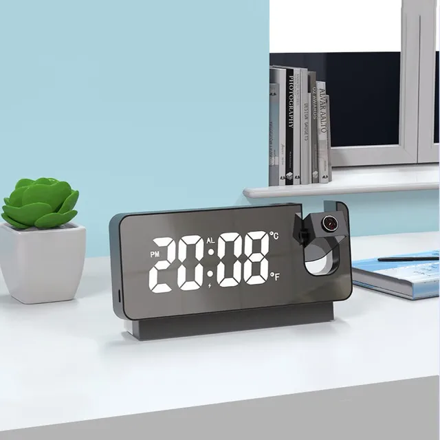 Led Digitális Vetítés Ébresztőóra Asztali Néma Usb Töltés Elektronikus Órák Nagy Képernyő Kijelző Több Funkciós Projektor - Image 3