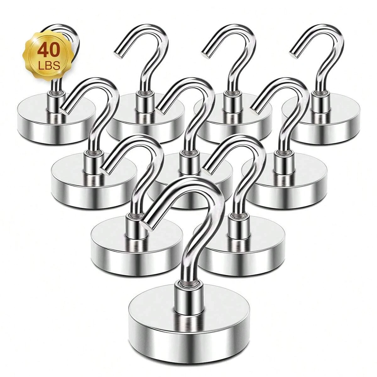 Magnetic Hooks Heavy Duty 40Lbs for Cruise Cabins Strong Magnets Neodymium with Hooks for Hanging Magnetic Wall Hooks