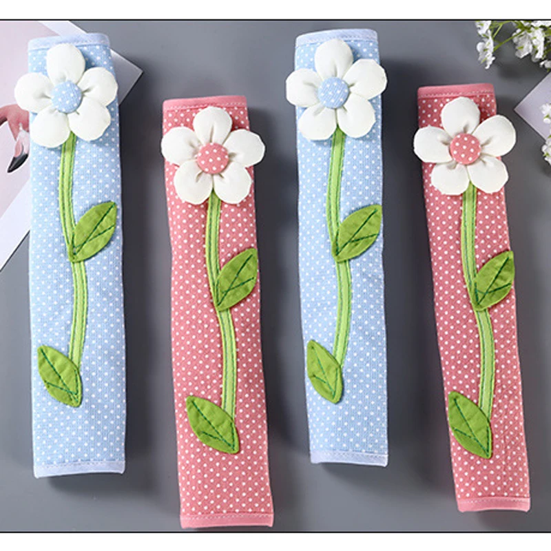 Cotton Cute Door Refrigerator Handle Cover Idyllic Flower Leaves Fridge Door Handle Gloves Accessories Decoration
