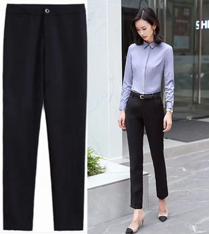 Pantalones formales de oficina para mujer, pantalón negro de trabajo de  negocios, moda coreana OL, ropa femenina para otoño y primavera, novedad de  2022|Pantalones y pantalones capri| - AliExpress
